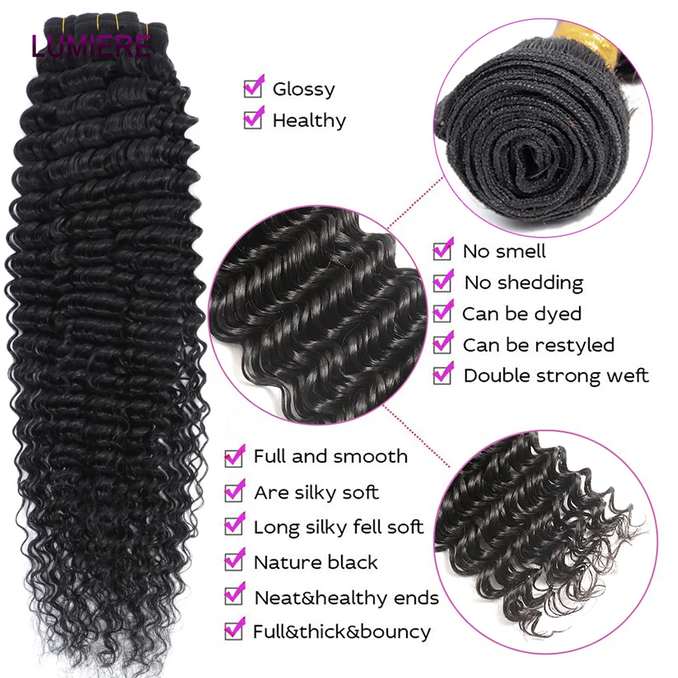 Deep Kinky Curly Virgin Human Hair Bundle With Closure Frontal 5x5 6x6 HD Transparent Lace Brazilian Hair Weave Extension human hair bundles