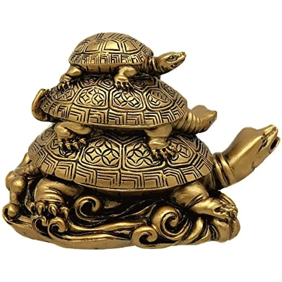 4"L X 2.5" W X 3"H Feng Shui Three Tier Tortoise ( Three Generation Turtle) Statue Home Decor for Healthy andLongevity 2