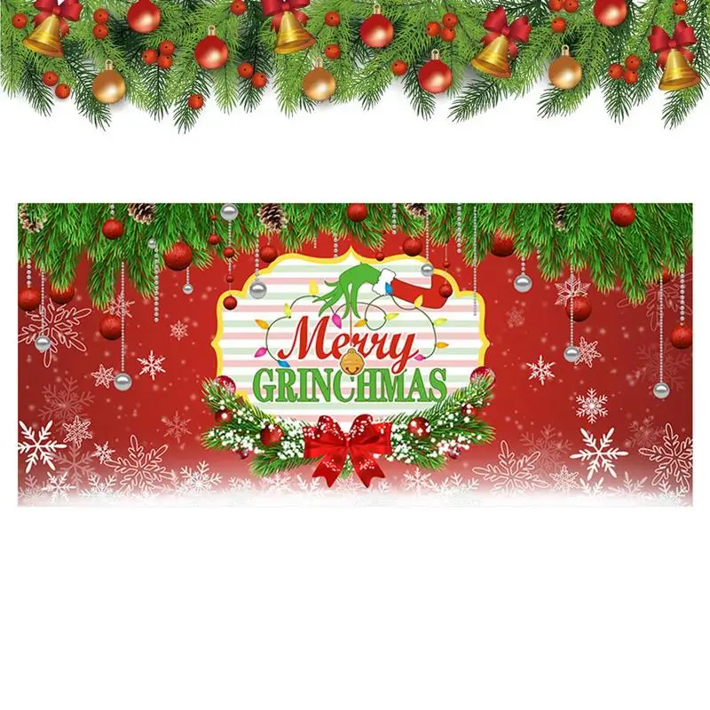 

Christmas Garage Door Banner Garage Door Cover Murals 13 X 6 Ft Polyester Holiday Backdrop Decoration 2023 Red Ornaments Sign