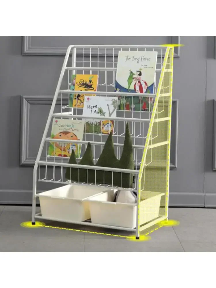 Home Children's Bookshelf Cabinet Simple Elementary School Picture Book Floor Floor Storage Shelves Increased Iron Books Rack