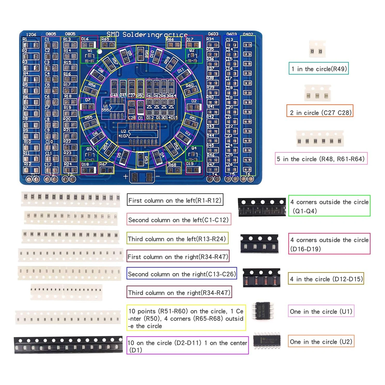 Lötübungen für SMD-Leiterplatten, LED-Elektronik, SMT-Komponenten, DIY-Leiterplatten-Kits, Projektwerkzeuge, grundlegende Lötsets – Detail 5