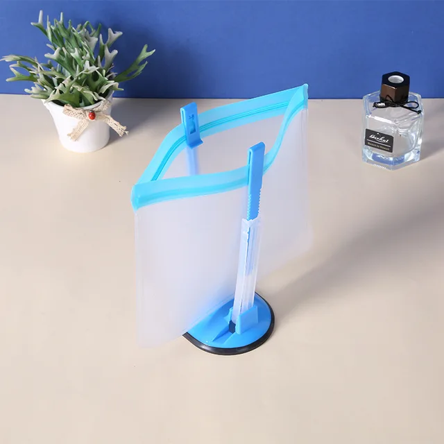 Állítható Nem Csúszás Ziplock Tároló Táska Tartózsák Klip Kihangosító Műanyag Kéz Zsákos Állvány Szendvicsek Állványok Konyhai Eszköz