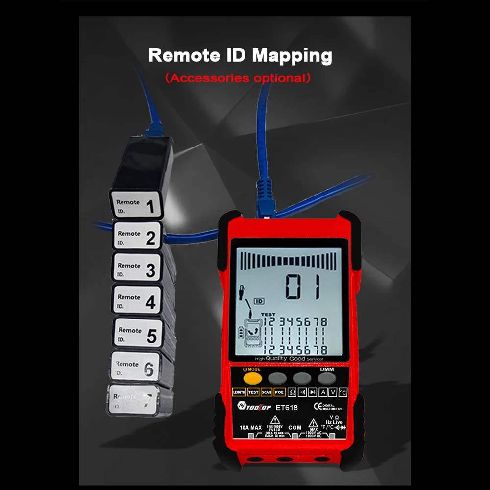 TOOLTOP Network Cable Tester LCD Analogs Digital Search POE Test Cable Pairing Sensitivity Short Open Circuit
