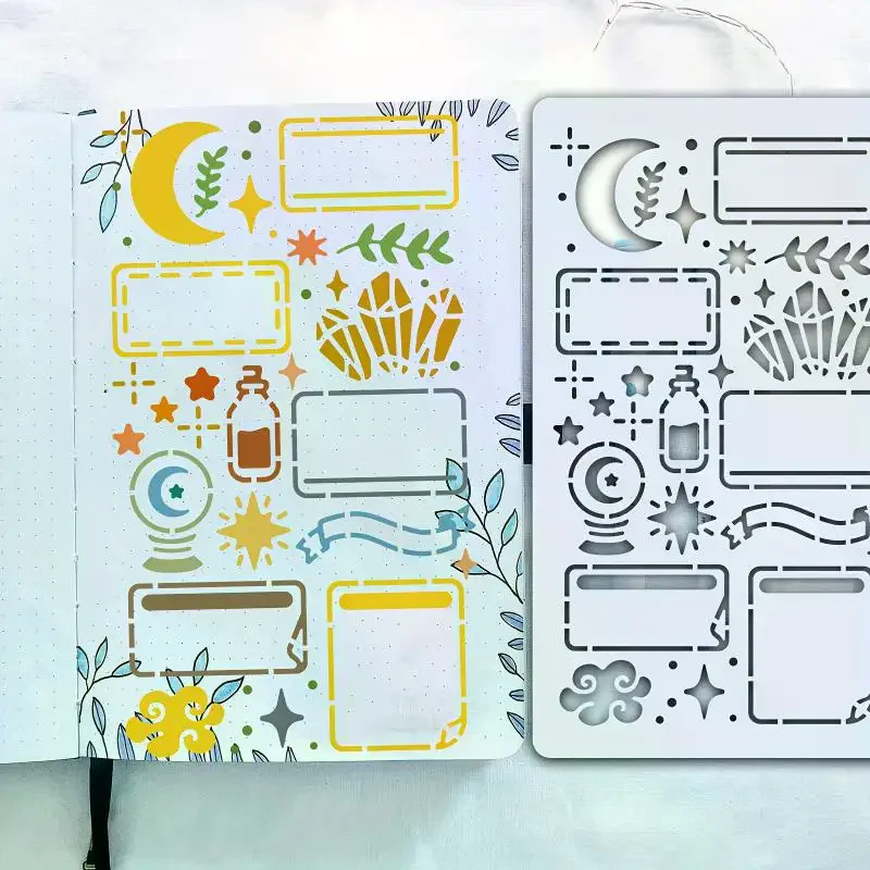 15Pcs 일기 그리기 템플릿 재사용 가능한 총알 스텐실 그림 그리기 DIY 스크랩북 일기 스크랩북 저널 문구 선물