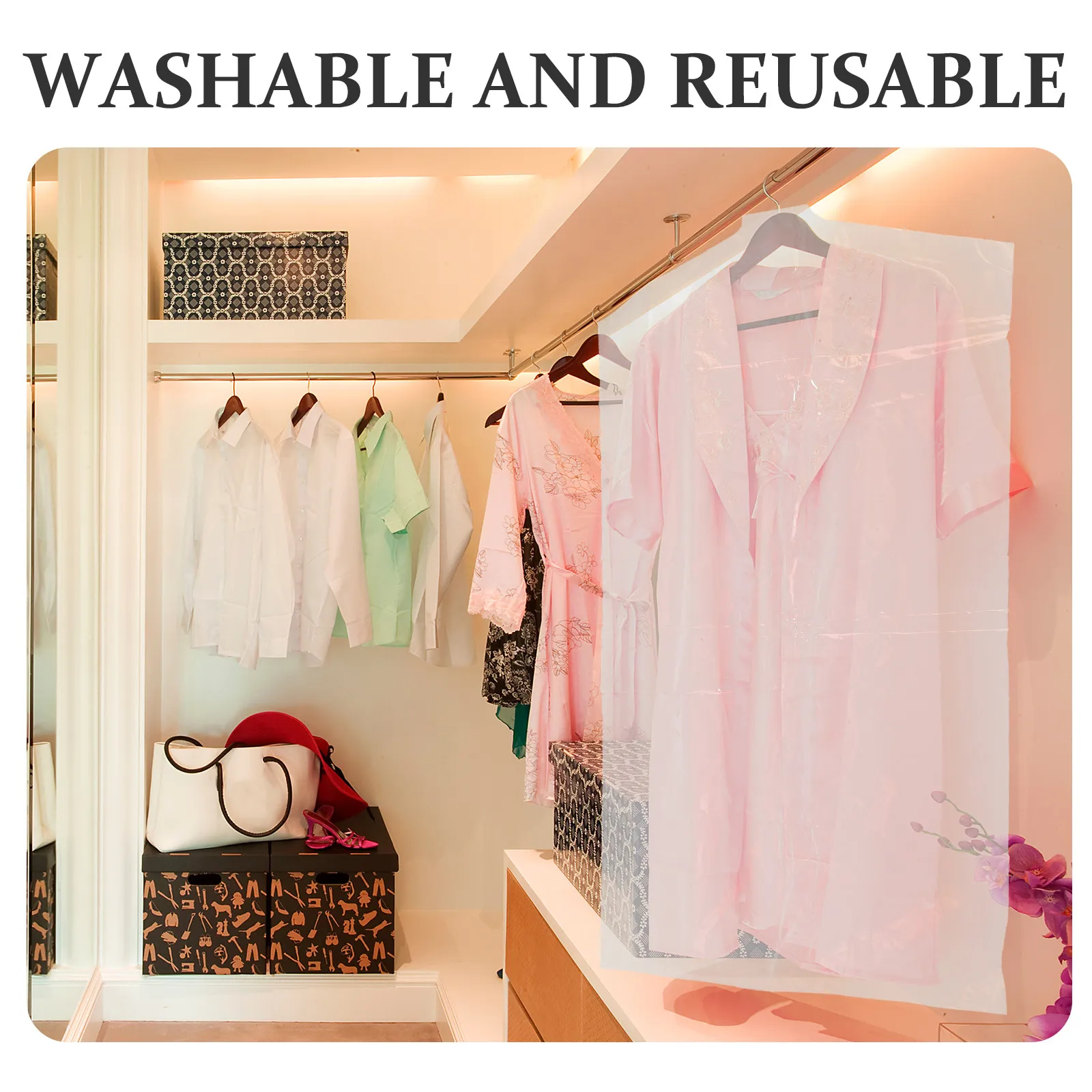 60개 의류 커버, 고강도 플라스틱 방진 의류 보관 가방 (코트, 정장용), 옷장 정리용