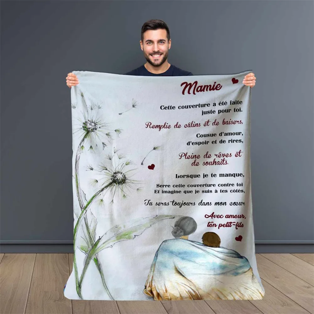 French Language To My Mom Blanket Soft Flannel Blanket Sofa Bed Cover Express Love Message Nap Blanket Christmas Gift