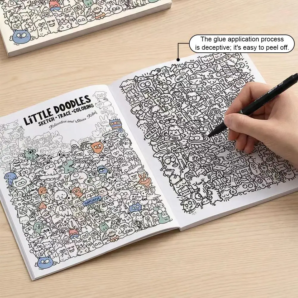 Quaderno per schizzi con disegni a linee, 32 pagine, semplice libro da colorare per disegni a fazzoletto, aiuta i bambini a esercitare il controllo delle linee e le abilità di pittura - immagine 3