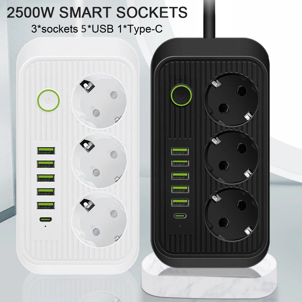 EU Plug AC Outlets Multitap Socket Extension Cord Electrical Power Strip With USB Type C PD Fast Charging Network Filter Adapter power strip extension cable electrical power strip power strip plug adapter power socket power socket plug power plug adapter wall plug socket power extension cord power cable