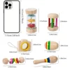 6pcs/set Wooden Musical Instruments Toys, Small Rattle, Sand Hammer, Sand Ball, Shake Bell Kaleidoscope, Griping Practice Toys 3