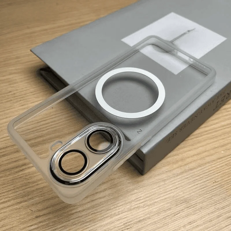 Transparent Magnetic Back Cover Case with Lens Film and Anti-Fall Bumper Protection