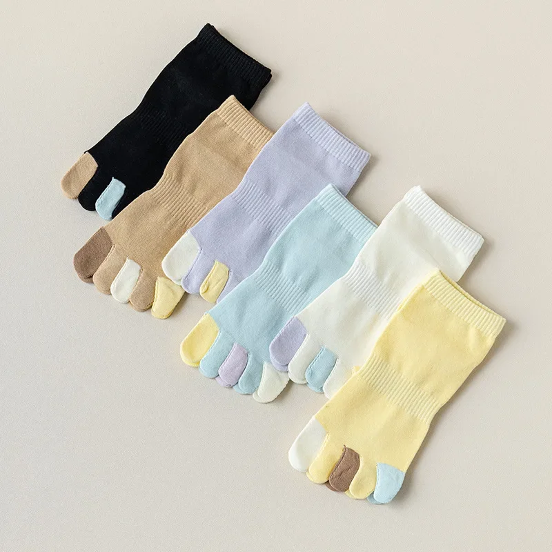 

1 Pair Of Cotton Five-Finger Socks Women Fashion Color Toe Short Socks For Girls Sweat-Absorbent 5 Toe Deodorant Harajuku Socks