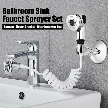 Casa bagno lavandino rubinetto spruzzatore rubinetto dell'acqua ugello di estensione Set doccia regolabile ventosa a parete comodo da installare 1
