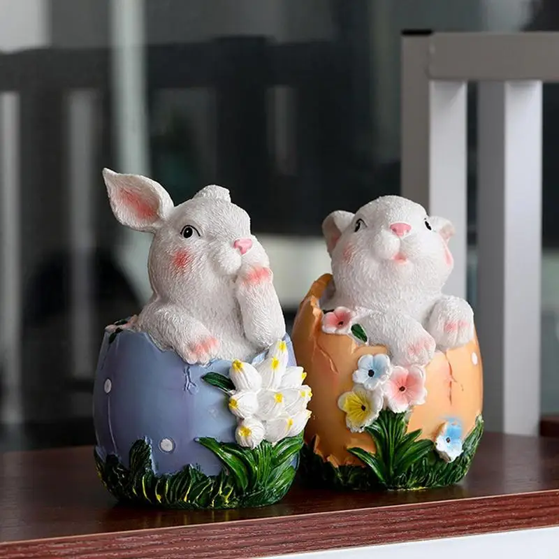 

Rabbit Statues For Home Decor Bunny Rabbits Figurine In Flower Basket Decor Cute Rabbit Figurine Bunny Statue Modern Home Decor