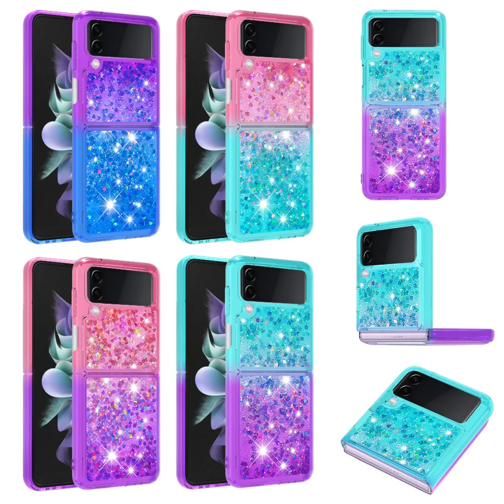 Gradient Bling Quicksand Per Samsung Galaxy Z Flip 3 4 5 Custodia Glitter Per Samsung Z Flip 5 3 4 Flip3 Flip4 Cover Antiurto