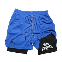 Print 2in1 Running Shorts for Men Gym Workout Compression Shorts with Phone Pocket Towel Loop Summer Sport Athletic Activewear - Image 3