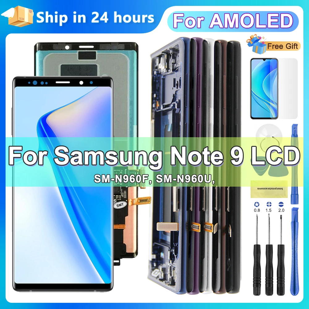 Testato Amoled Per Samsung Note 9 Display Lcd Touch Screen Digitizer Assembly Per Samsung Note 9 N960F Lcd Con Sostituzione Del Telaio