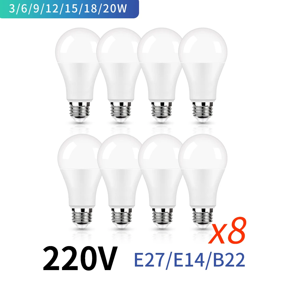 8 Pz/Lotto Fiala Led Lampadina E27 E14 3W 5W 7W 9W 12W 15W 18W Smart Ic Led Lampada Luce Bianco Freddo Lampada Bombilla Lampada