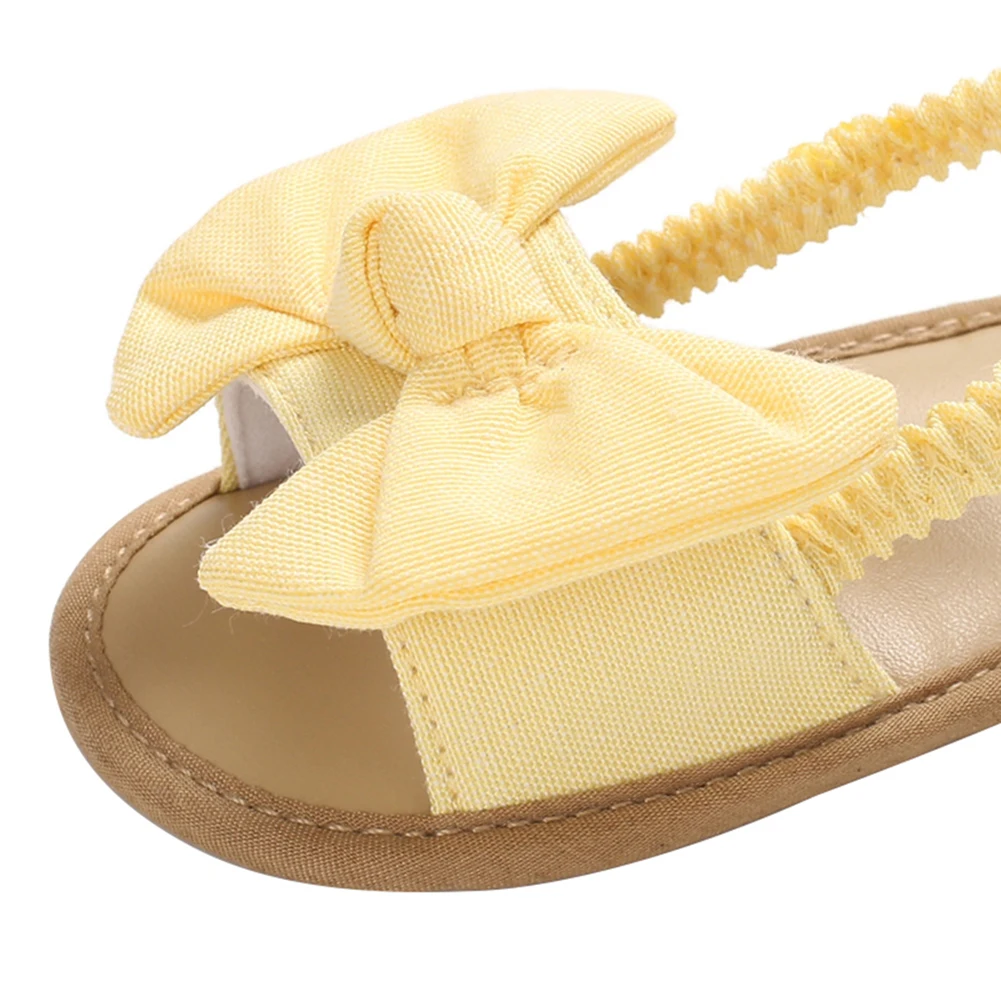 VISgogo Baby Girls Bowknot Sandals Anti-slip Soft Sole Prewalker Summer Princess Crib Shoes Solid Color Flat Clogs Sandals kids sandals,baby sandals