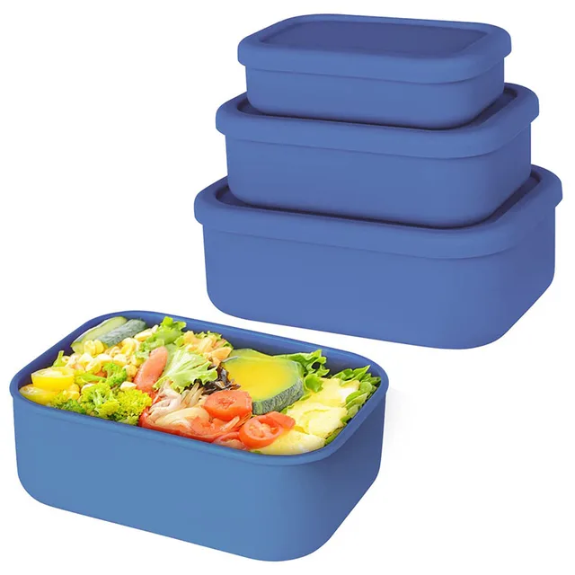 Boîte à lunch Bento étanche réutilisable contenant de préparation de repas sans Bisphénol a boîte à Bento en silicone pour enfants, adultes, adolescents 2