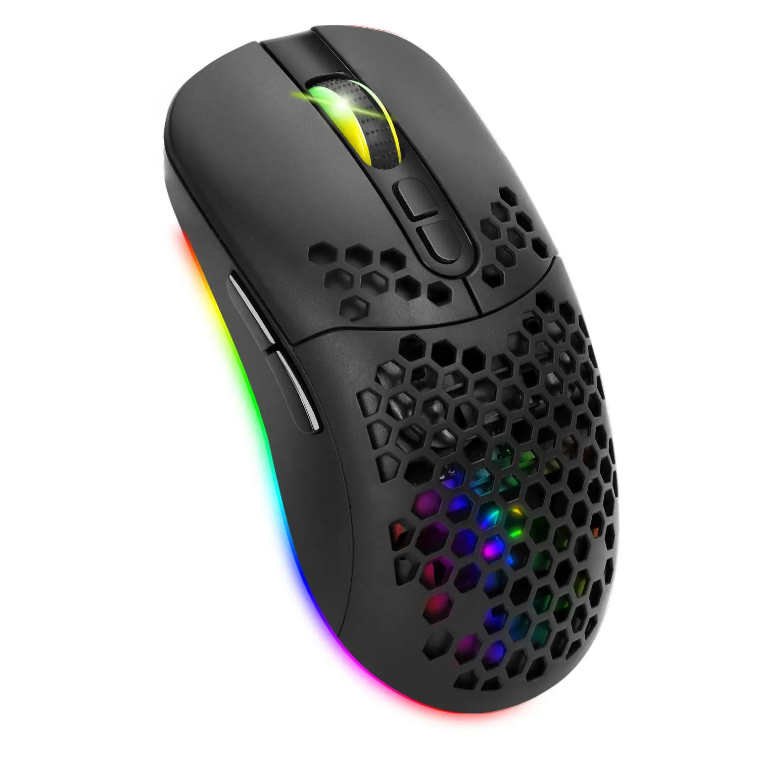 recargable Dual mode Bluetooth Wireless Gaming Mouse with Honeycomb Shell  Ergonomic USB Optical Wireless Mouse RGB Backlight