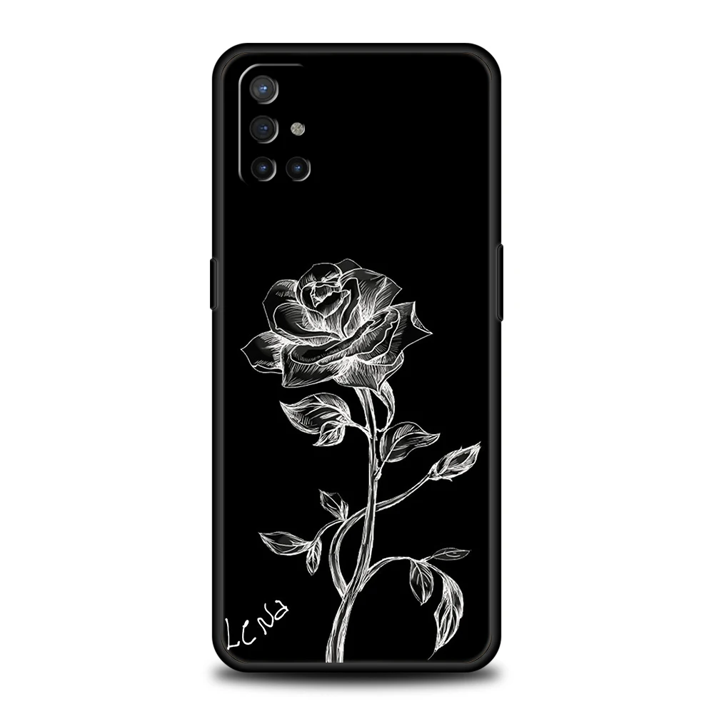 Elegant Black Floral Silicone Phone Case – Durable Protective Cover