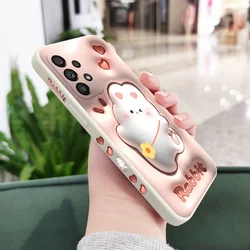 Puffy Rabbit Protective Phone Case Cover for Samsung A72 (White 1)