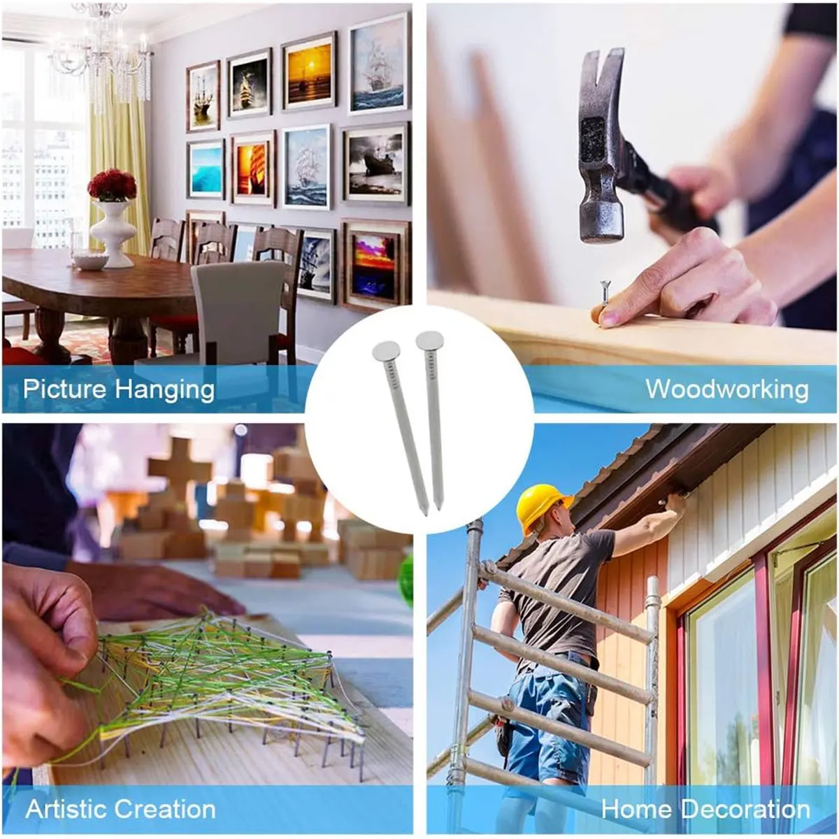 Small Nails Hanging Pictures Assortment Kit 280 Wall Nails 280 Finishing Wall Storage Box-8 Size 560PCs seamless nails,brad nails,woodworking nails,upholstery nails,round head nails