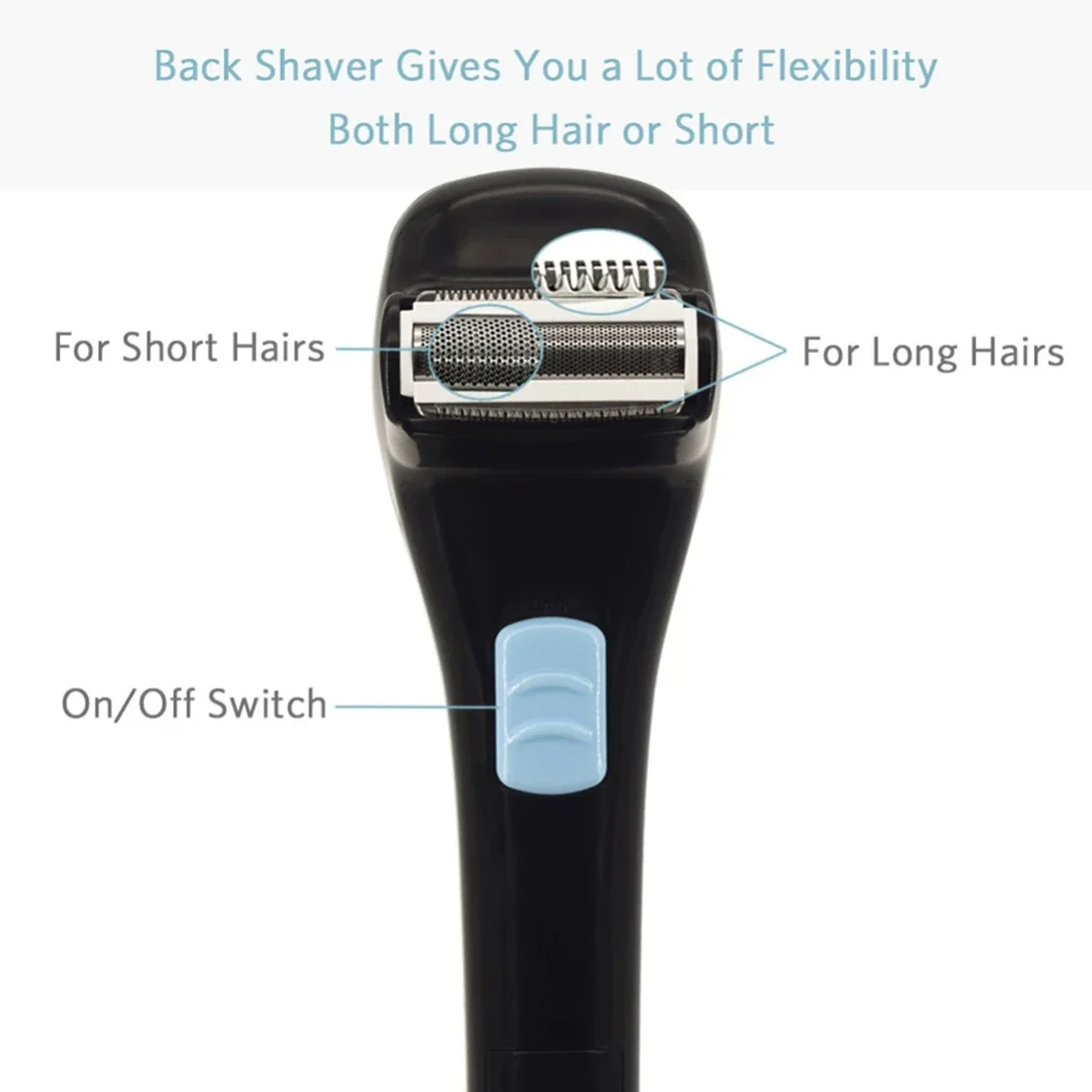Electric Back Hair Shaver Detachable Men Hair Trimmer With Foldable Long Handle Pain-Free Hair Razor for Body Leg Hair Removal 3