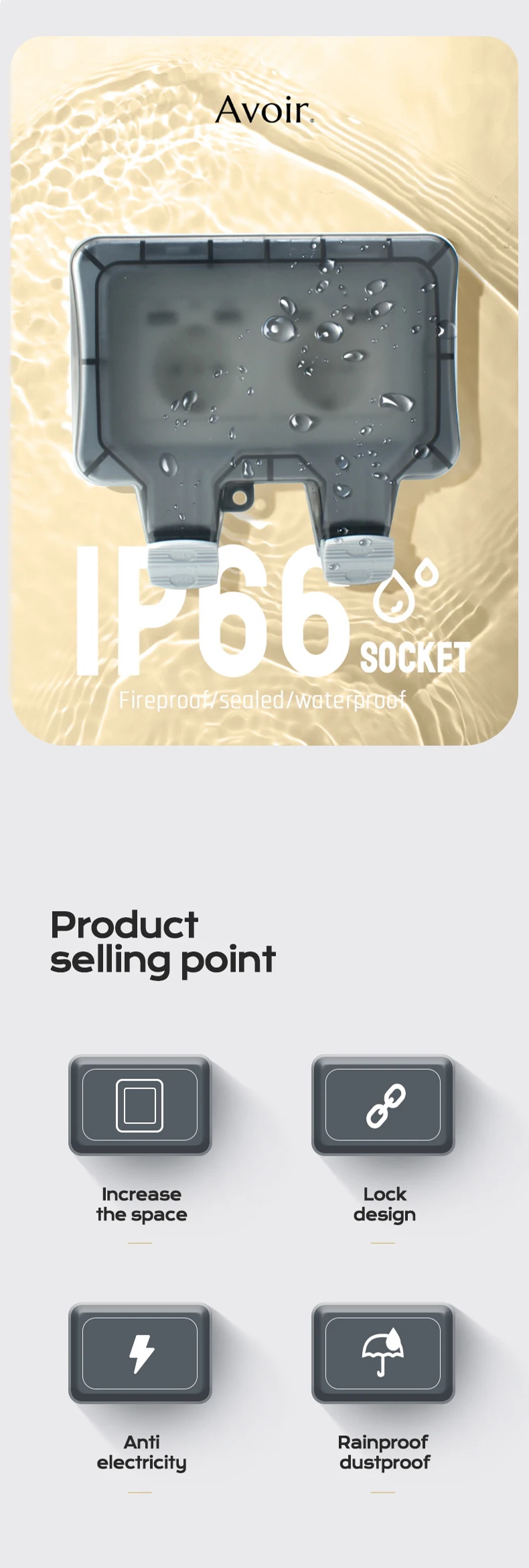 Yardwe Lot De 2 Cache-prises Adhésifs Pour Prise Murale De Cuisine Et