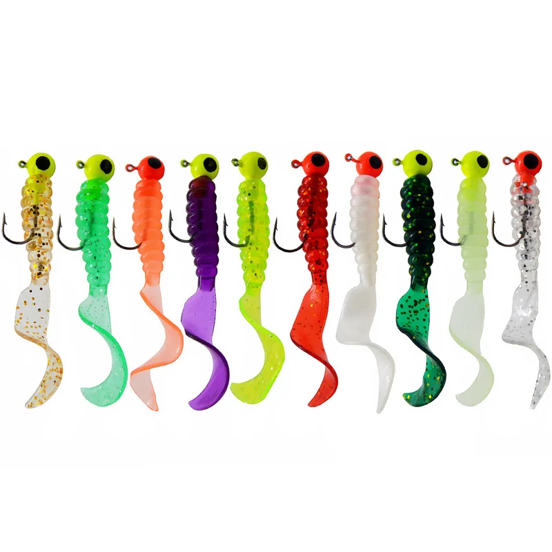

4pcs/Lot Soft Bait With Hook Worm Cub Lifelike Jig Head Silicone Fishing Lures 6cm 3.5g Jerkbaits Swimbait Pesca Bass Tackle