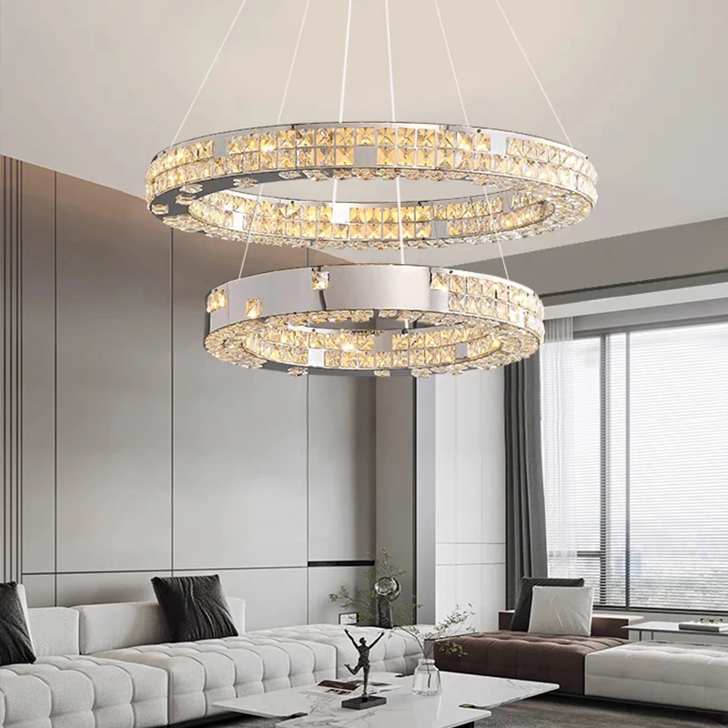 Lampadari A Soffitto A Cerchio Led Apparecchio Di Illuminazione Moderno Lampada A Sospensione Cromata Per Soffitto Per Soggiorno Decorazioni Per La Ca