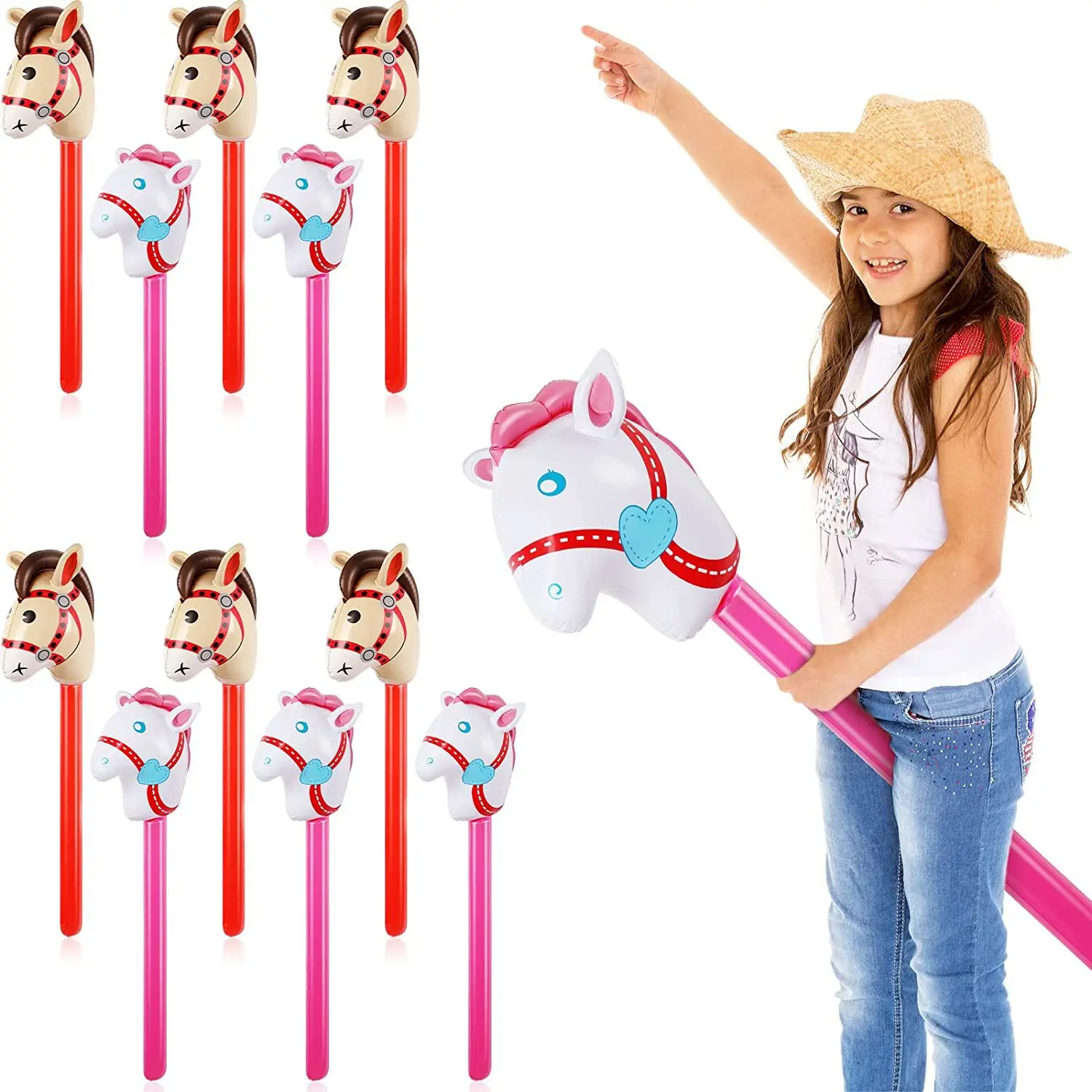 

Animal Balloon Long Stick Inflatable Horsehead Stick Unicorn Rainbow Horse Baloon Happy Girl Birthday Party Balon Kids Favor