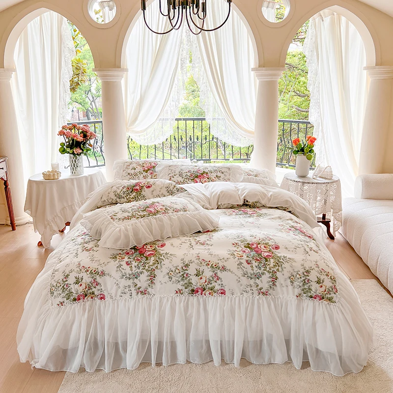 Autumn Dream Set Copriletto Queen Size In Cotone 100% 3 Pezzi, Reversibile Con Motivo Floreale Paisley Bianco, 228x228 Cm + 2 Federe - 4