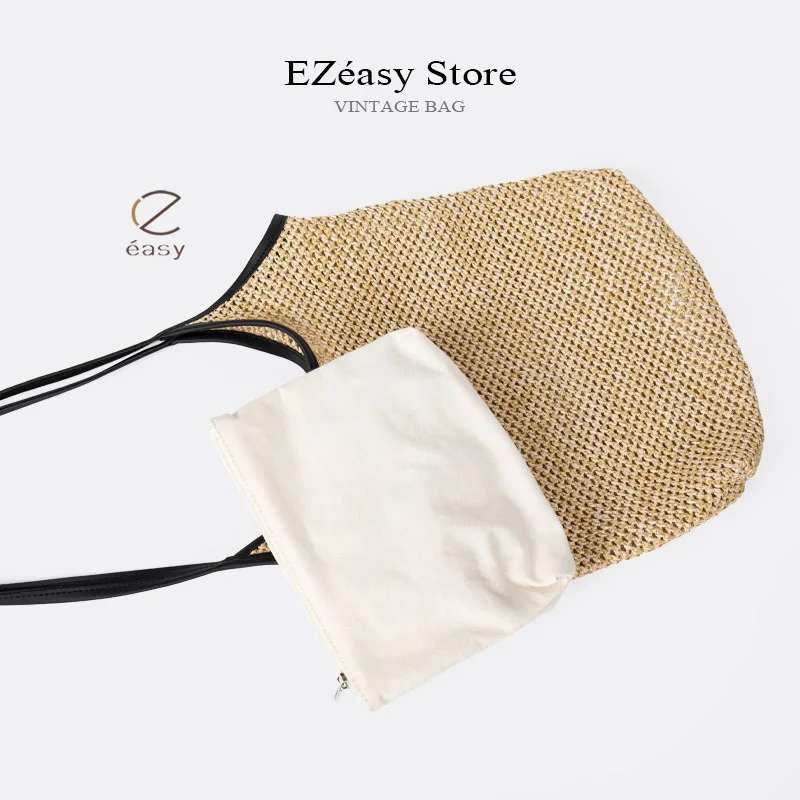 EZeasy Light Luxury Niche Designer Bags for Women Woven Bag Creative Fashion Straw Woven Bag Bucket Portable Bag Messenger Bags