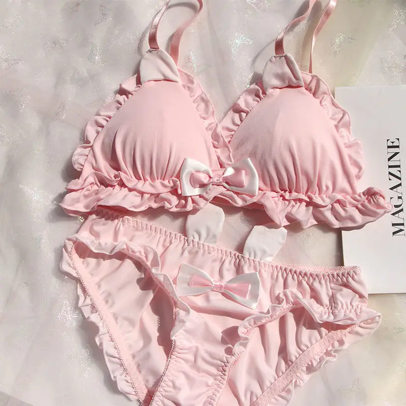 Lolita Cute Sweet Ultra Thin Bras and Panty Set Princess Underwear Ruffle Bra  Brief Thong Set for Young Girl Lingerie Sexy Girls - AliExpress