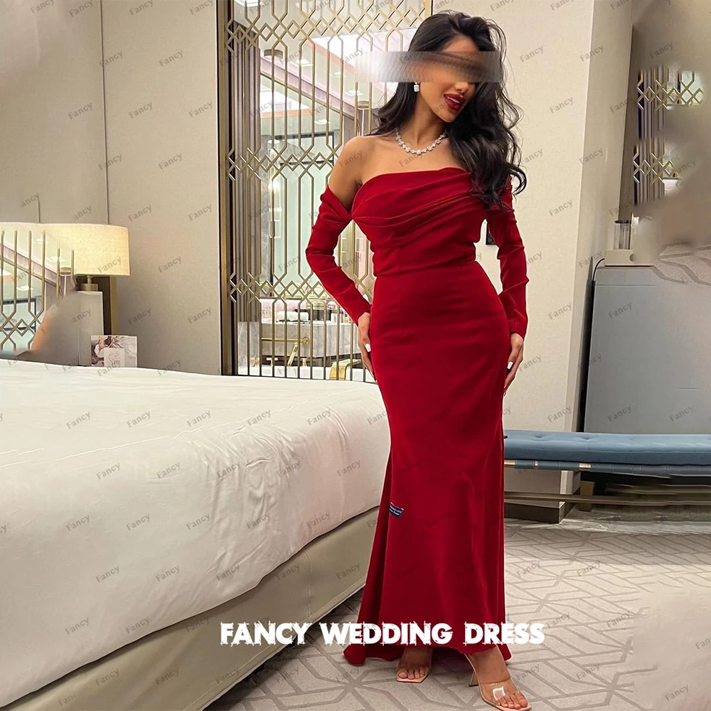 On Sale: Classic Red Strapless Evening Dress Mermaid Long Split