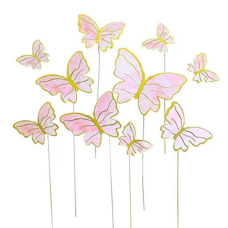 19 Decorazioni Per Torte A Tema Farfalle E Fiori, Artificiali, Multicolore, Per Compleanni E Matrimoni, Fai Da Te