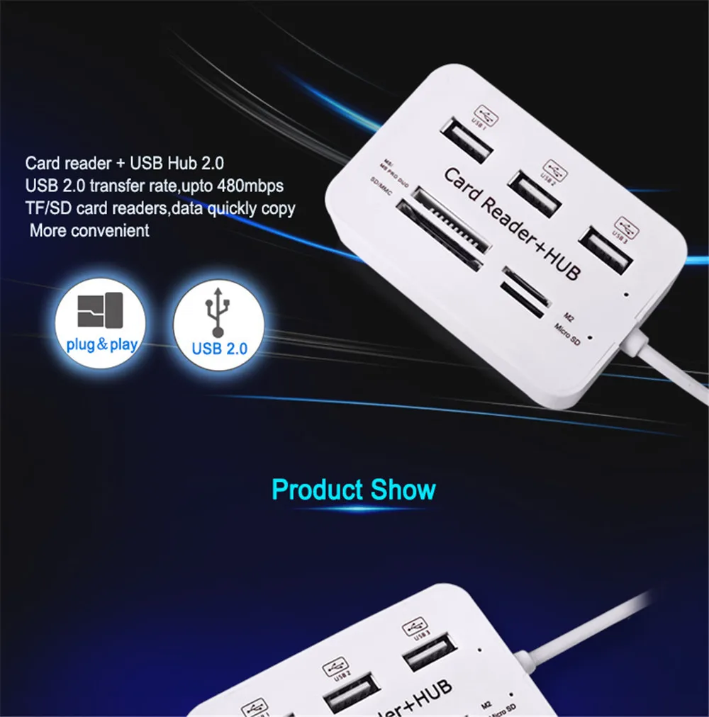 USB HUB 3.0 USB Splitter 3 Ports Extensor Multi Extension Multiple 3 0 Hub 2.0 SD Card Reader USB3.0 Expander For Home PC