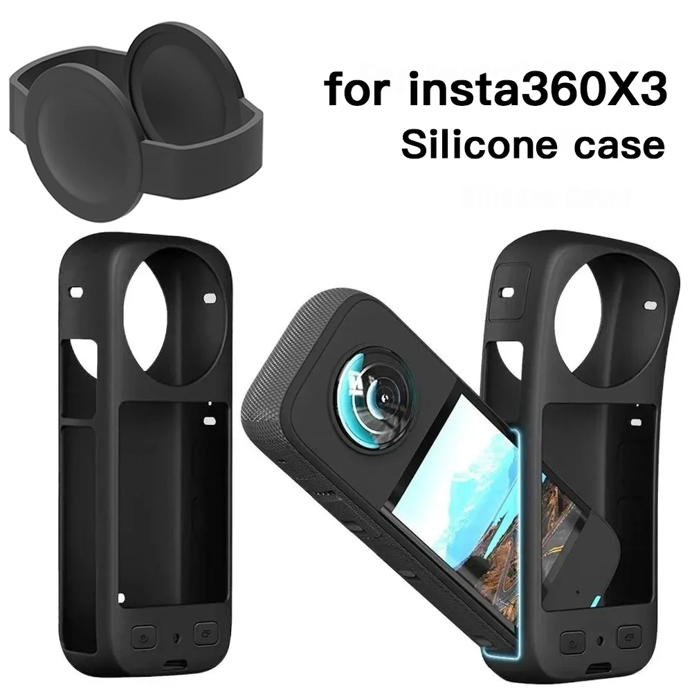 Silicone Cover Case Fit for Insta360 X3 Panoramic Action Camera Protector Sleeve Cover for Insta 360 X3 Anti-scratch Accessories camera protector accessories