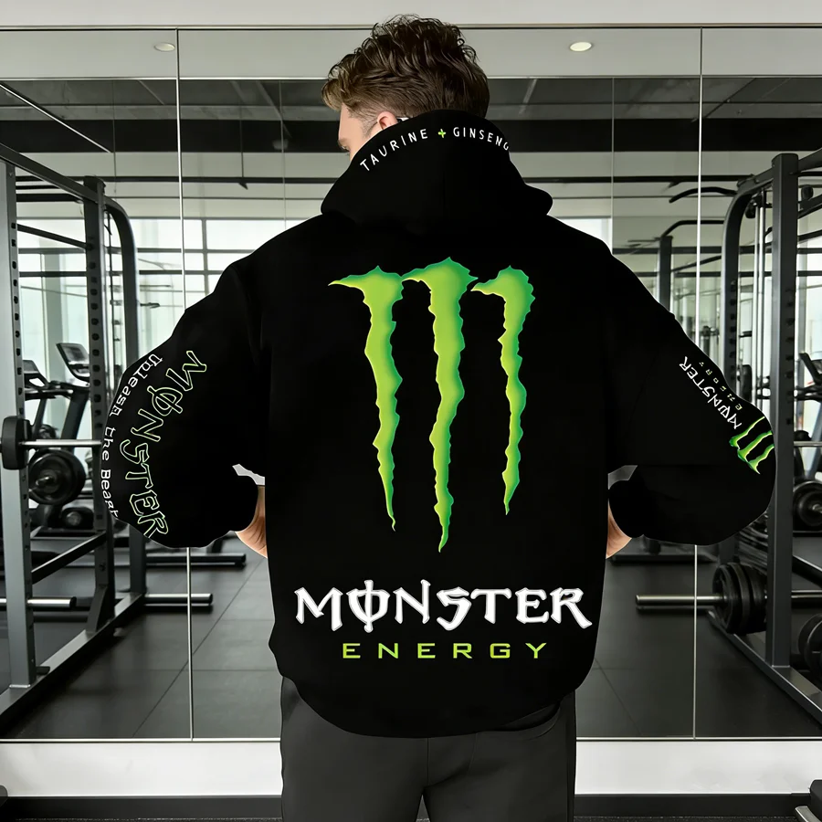 Monster Energy Hoodies – Charcoal Gray Streetwear Pullover For Men & Women