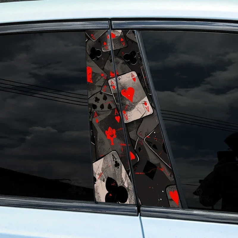 1 pz/2 pz Poker Adesivi Per Auto Divertente FAI DA TE Auto B-pilar Impermeabile Protezione Solare Decorazione Della Copertura Graffi Carta Da Gioco Decalcomanie Del Vinile - immagine 6