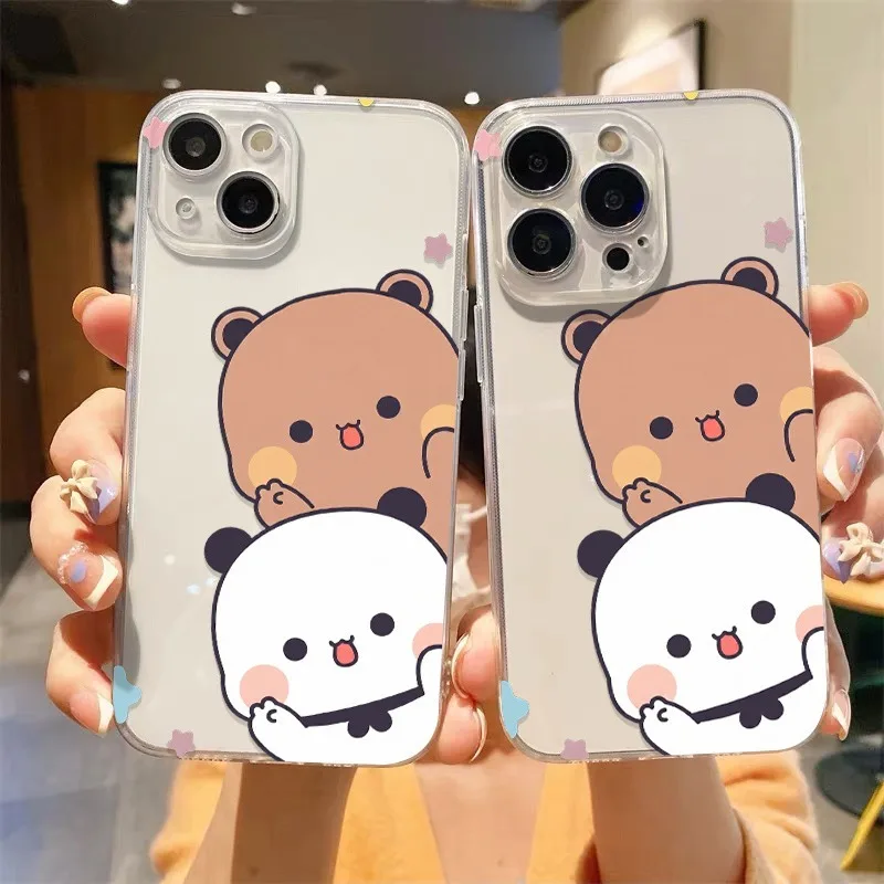 Adorable Cartoon Couple Panda Phone Case Cover