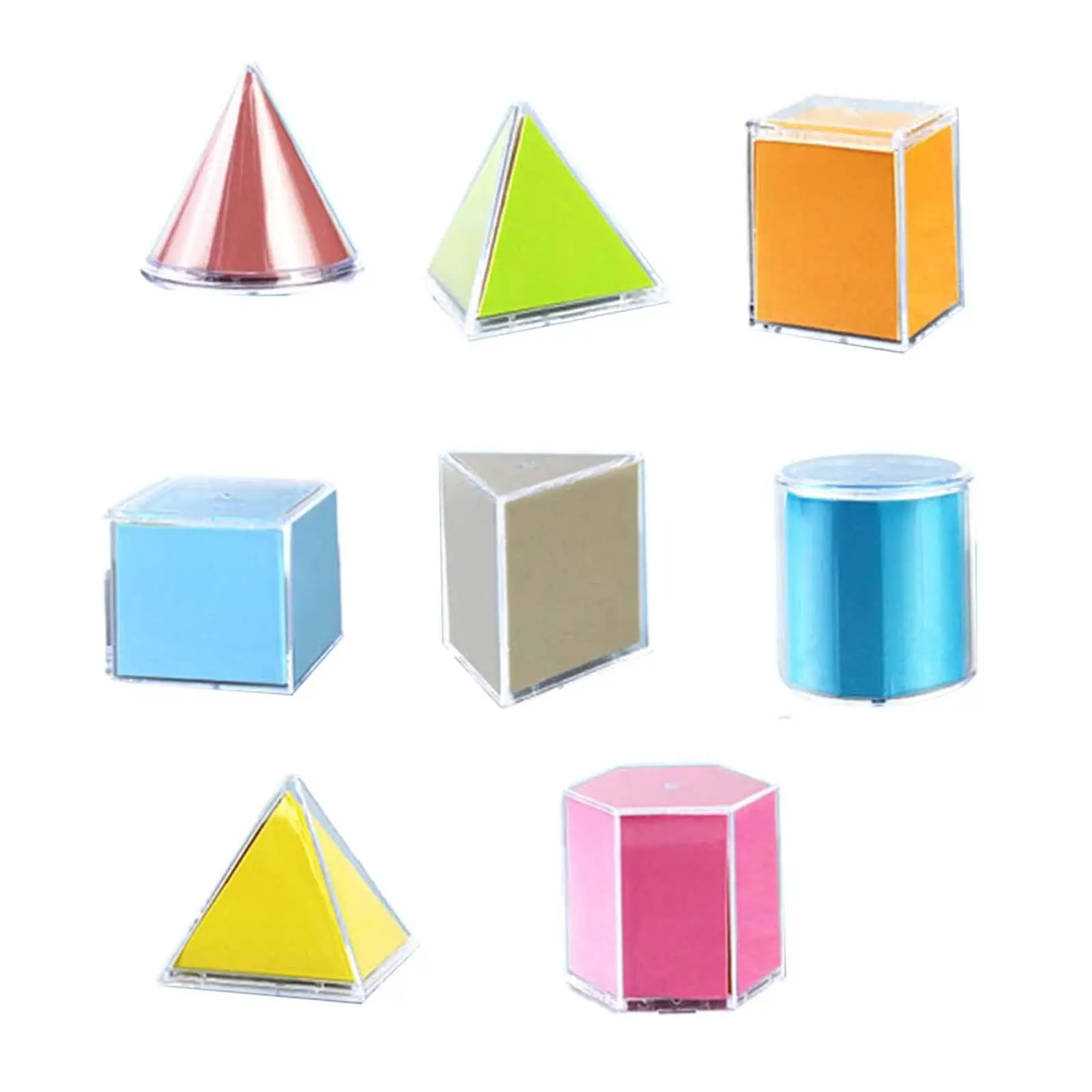 8Pcs Geometric Shape Blocks Educational Toy Math Learning Material for Children Teacher Supplies Math Helper Preschool Ages 3+