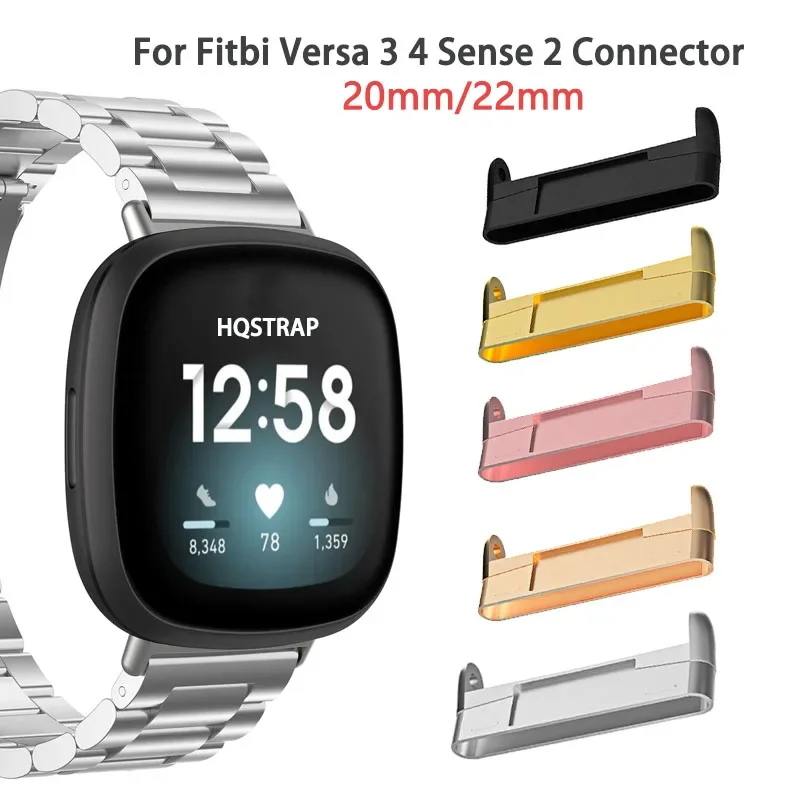 

2Pcs 20mm 22mm Watch Connector for Fitbit Sense Versa3 Stainless Steel Metal Adapter for Fitbit Versa 4 Sense2 Watch Accessories