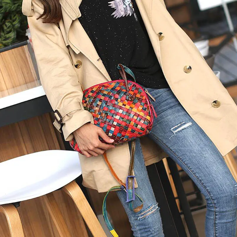Women Shoulder Handbags Shell Bag Colorful Small Knitting Phone Money Zipper Crossbody Bags Girls Bolsa Feminina