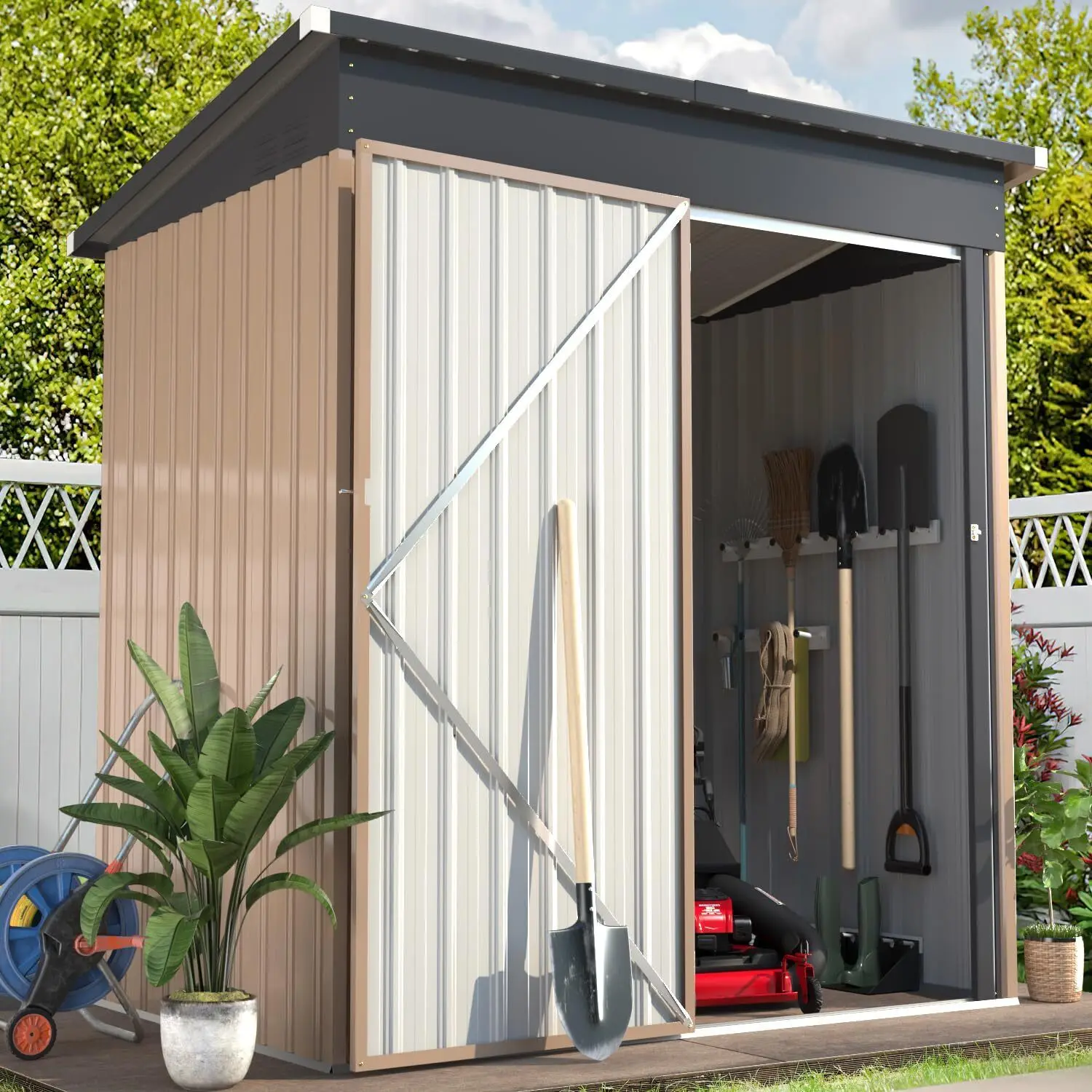 

5' x 3' Outdoor Metal Storage Shed w/Lockable Door Tool Shed 4 colors