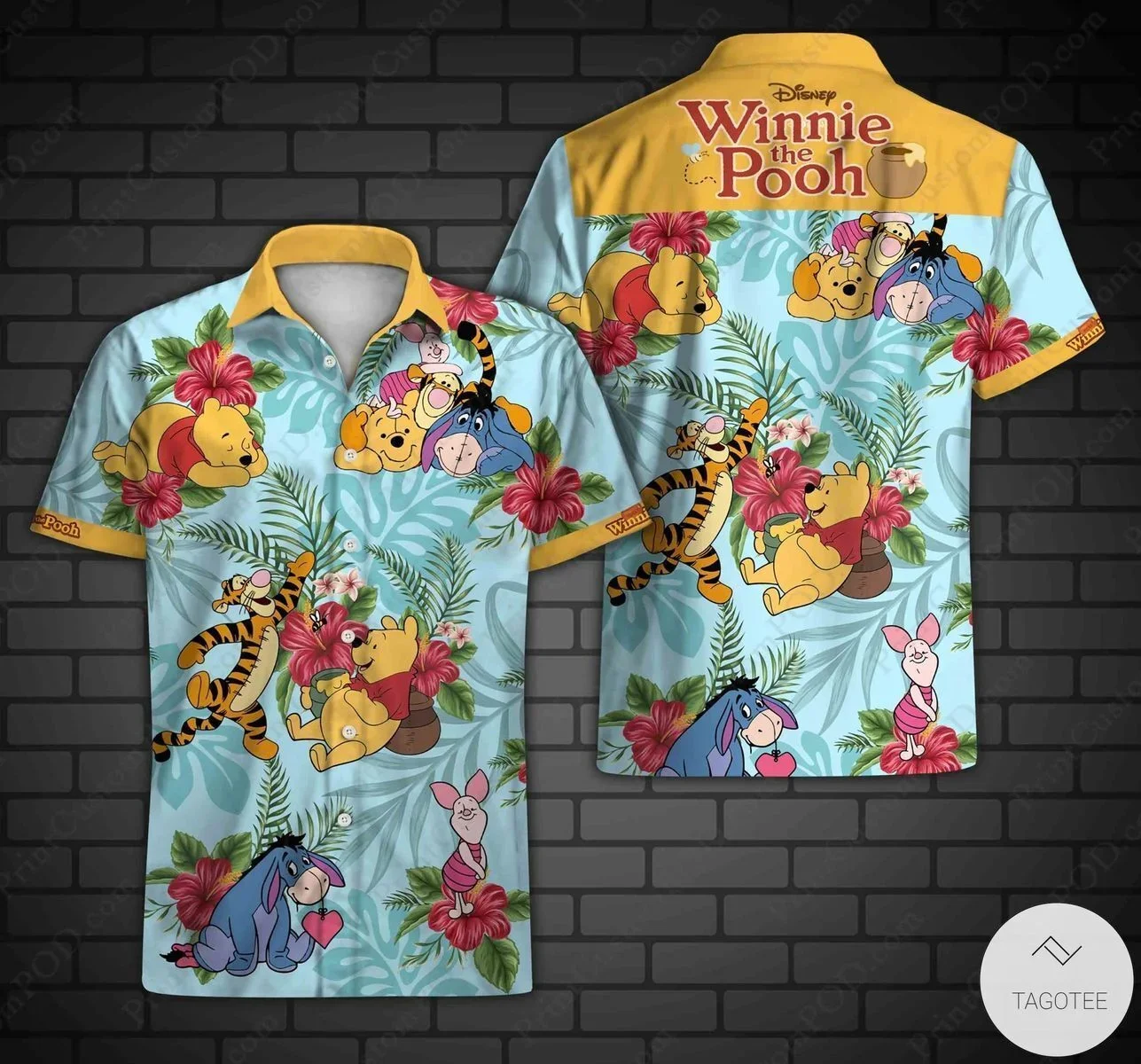 Winnie The Pooh Shirt Disney Tropical Forest All Over Print 3D Hawaiian Aloha Beach Shirt Disney Winnie The Pooh Camicia Hawaiana