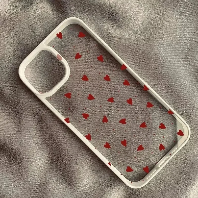 Chic Pink Heart Design Phone Case - Fashionable Black Clear Cover