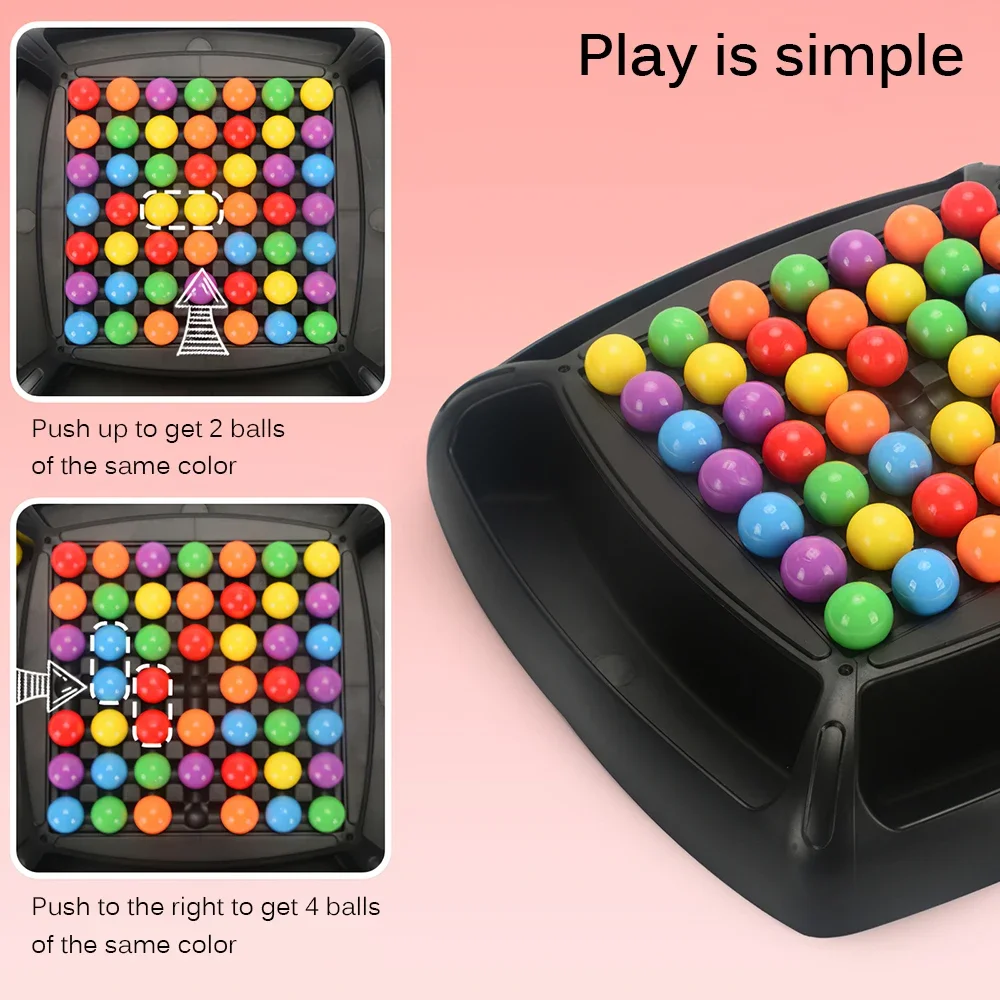 2 Players Small size 16CM Rainbow Ball Matching Brain Game Intelligent Four in a Square Board Game Educational Toys For Kids
