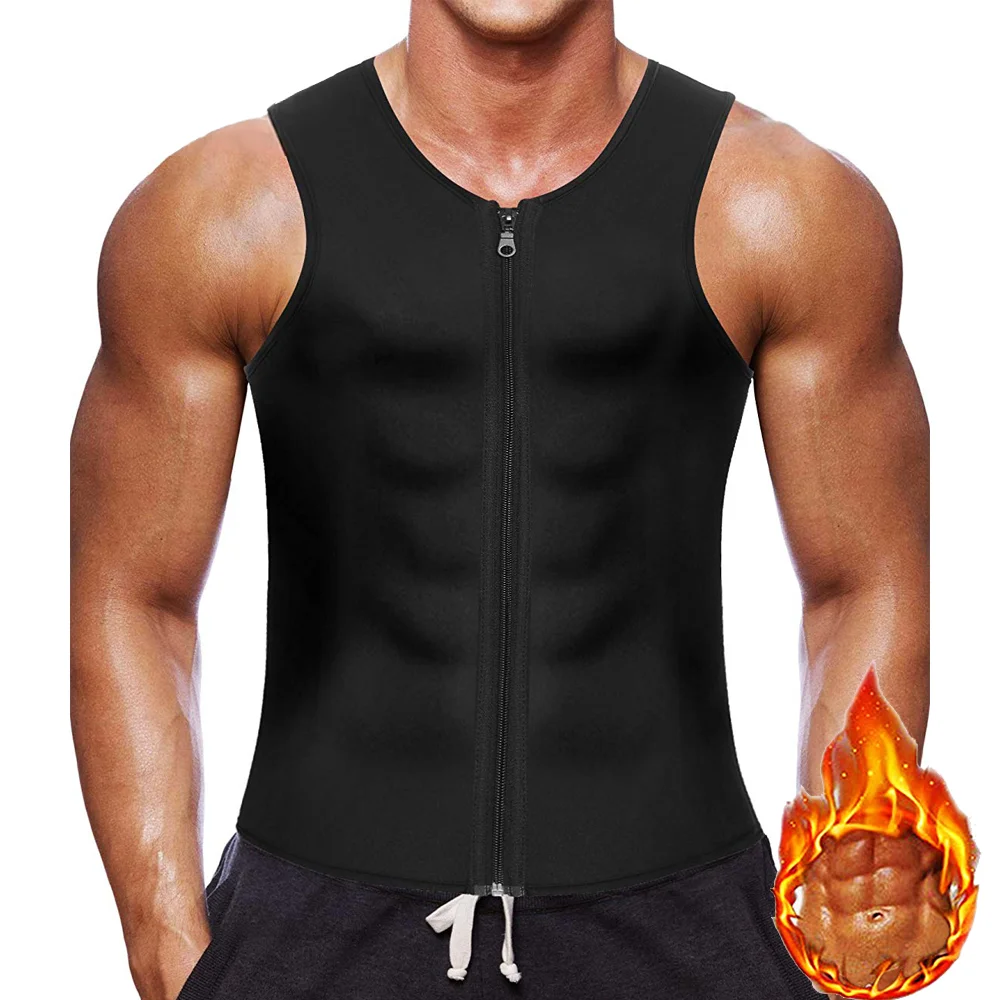Body Shaper Waist Trainer Slimming Vest Compression Sports Vest Compression Sports Top Sweat Sauna Suit Muscle Shaper Men's Compression Sweat Sauna Waist Trainer Athletic Stretch Zip Up Vest For Workout Fitness Gym